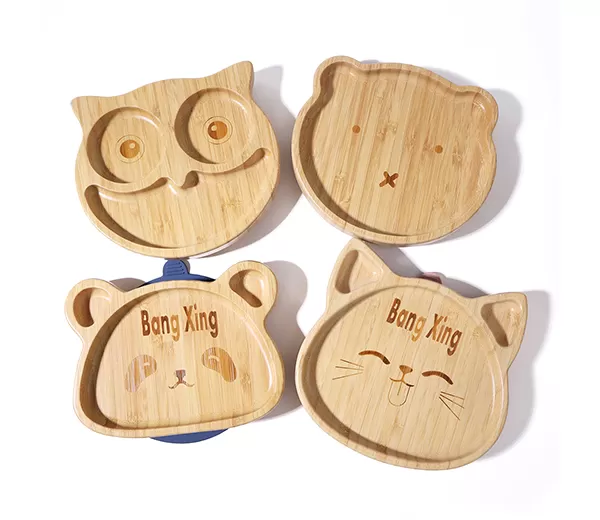 BX0084 Bamboo Plates with Silicone Suction
