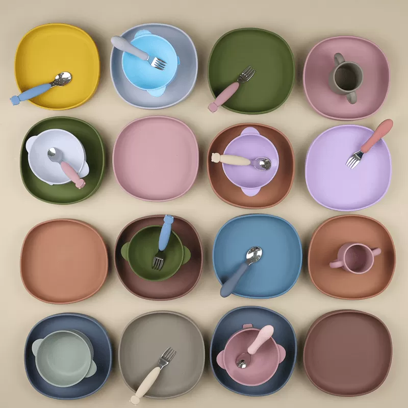 bx0044 baby plates sets silicone feeding