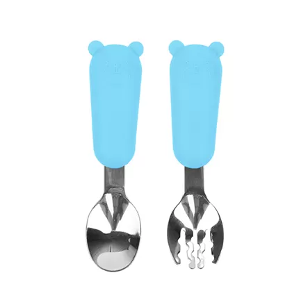 BX0049 Silicone +Stainless Steel Fork And Spoon Set
