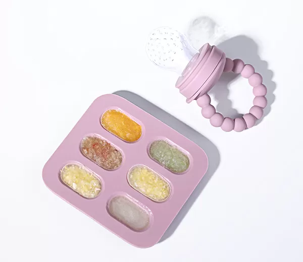 BX0055+BX0077 Silicone Sausage Ice Cube Tray + Silicone Fruit Feeder Set