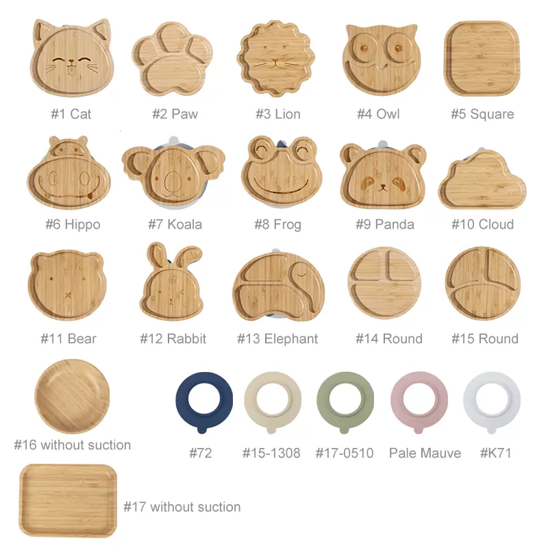 BX0084 Bamboo Plates with Silicone Suction