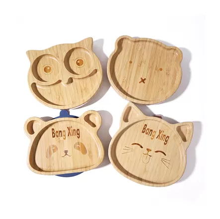 BX0084 Bamboo Plates with Silicone Suction