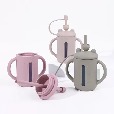 BX0095 Silicone Baby Sippy Cup With Spill Proof Straw&Lid