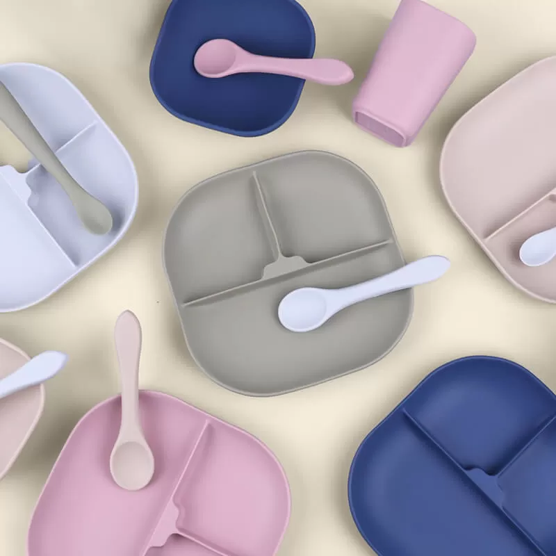 bx0096 baby plates sets silicone feeding