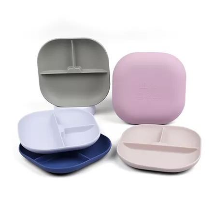 BX0096 Silicone Square Plates with 3 Compartment