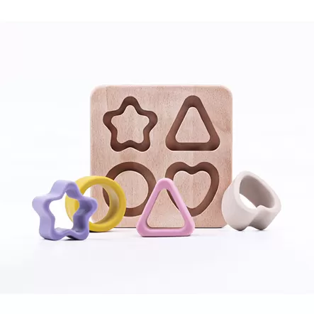 BX0116 Silicone Geometric Patterns Fitting Toy With Wooden Plate