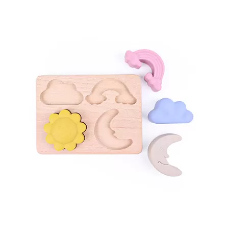 BX0119 Silicone Sky Symphony Fitting Toy With Wooden Plate
