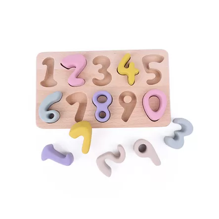 BX0120 Silicone Number Fitting Toy With Wooden Plate