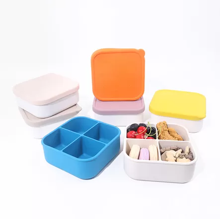 BX0135 800ml Silicone Square Bento Box with 4 Compartments