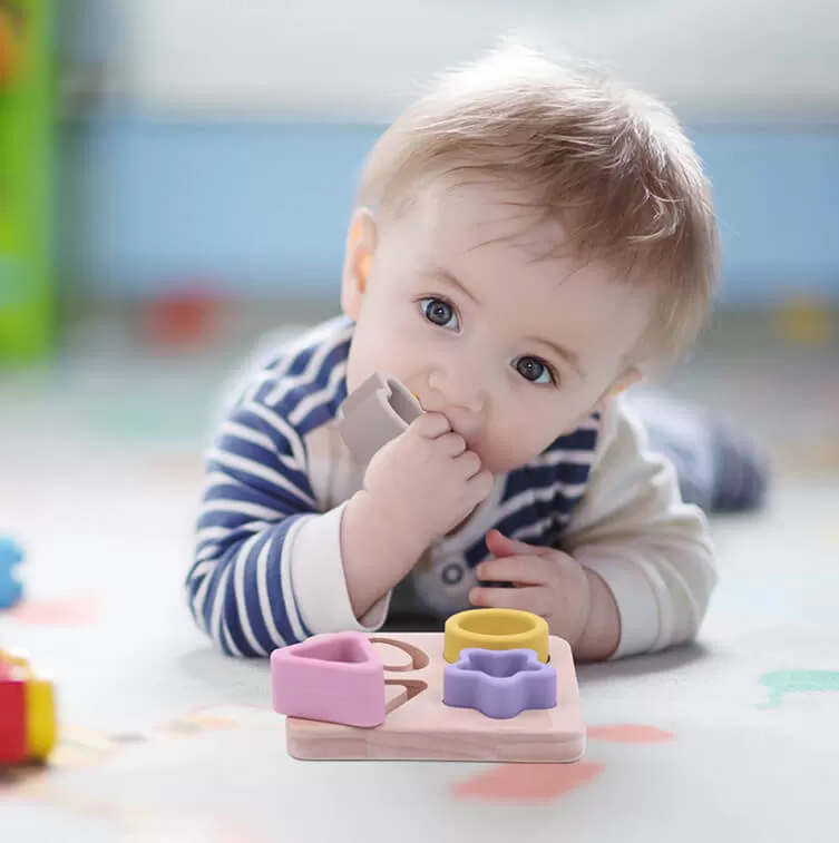 Detail Information of ﻿﻿﻿BX0116 Silicone Geometric Patterns Fitting Toy With Wooden Plate