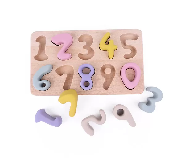 BX0120 Silicone Number Fitting Toy With Wooden Plate