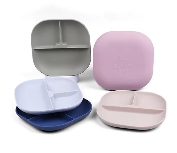 BX0096 Silicone Square Plates with 3 Compartment