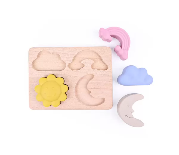 BX0119 Silicone Sky Symphony Fitting Toy With Wooden Plate