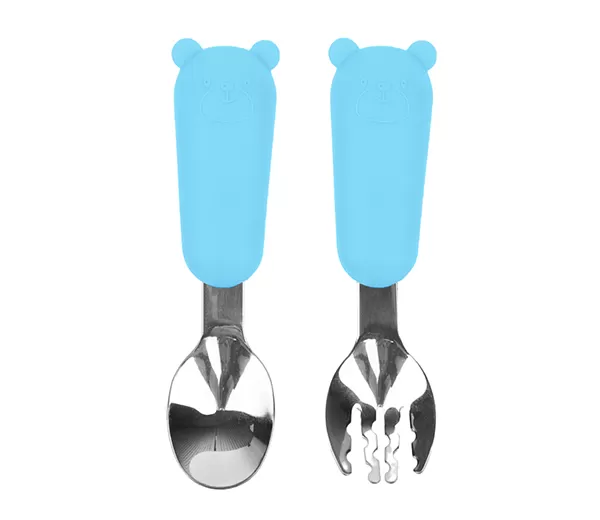 BX0049 Silicone +Stainless Steel Fork And Spoon Set