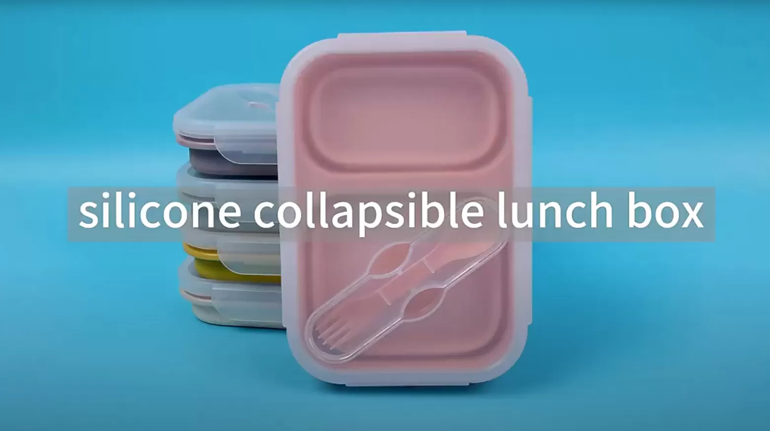 Video of ﻿﻿﻿BX0068 2 Compartment Silicone Collapsible Bento Lunch Box With Spoon Lid
