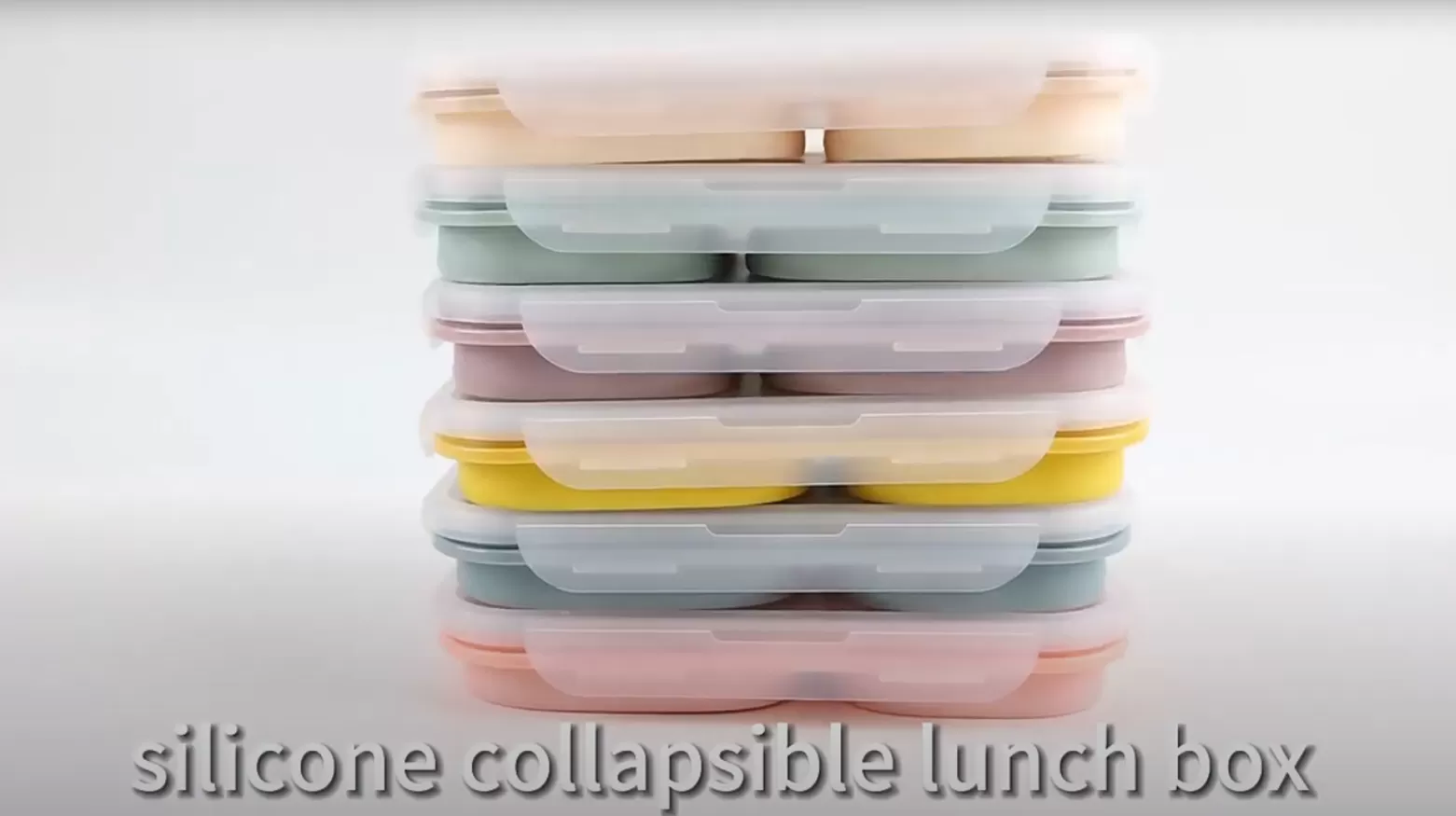 Video of ﻿﻿﻿﻿BX0069 3 Compartment Silicone Collapsible Bento Lunch Box With Spoon Lid