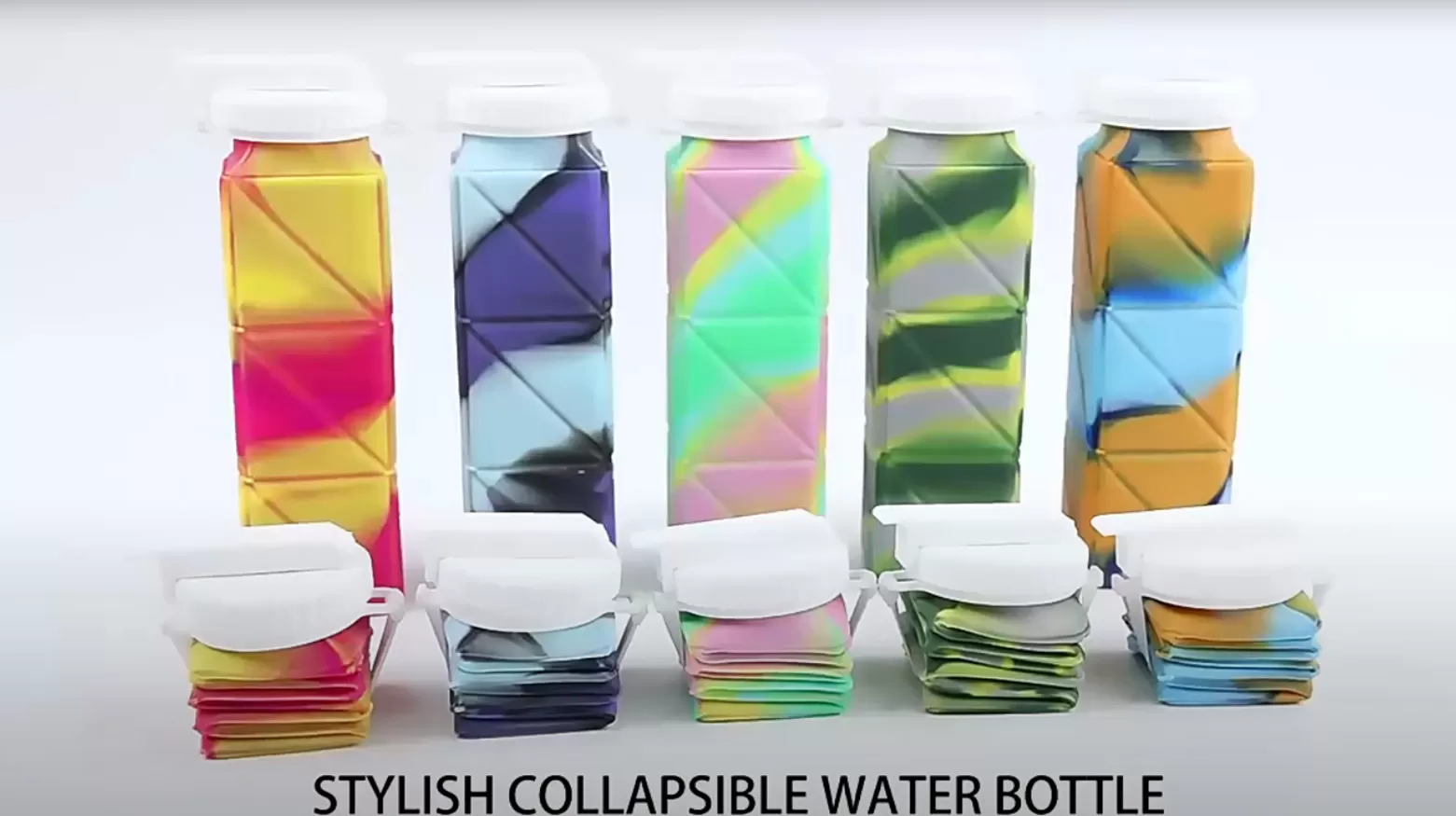 Video of BX0093 Silicone Foldable Bottle With Mixed Color