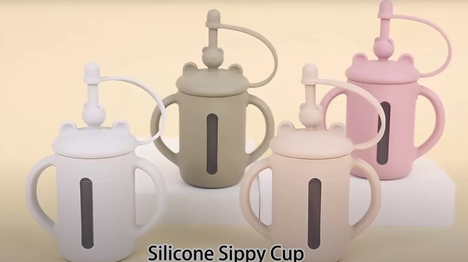 Video of ﻿﻿﻿﻿BX0095 Silicone Baby Sippy Cup With Spill Proof Straw&Lid