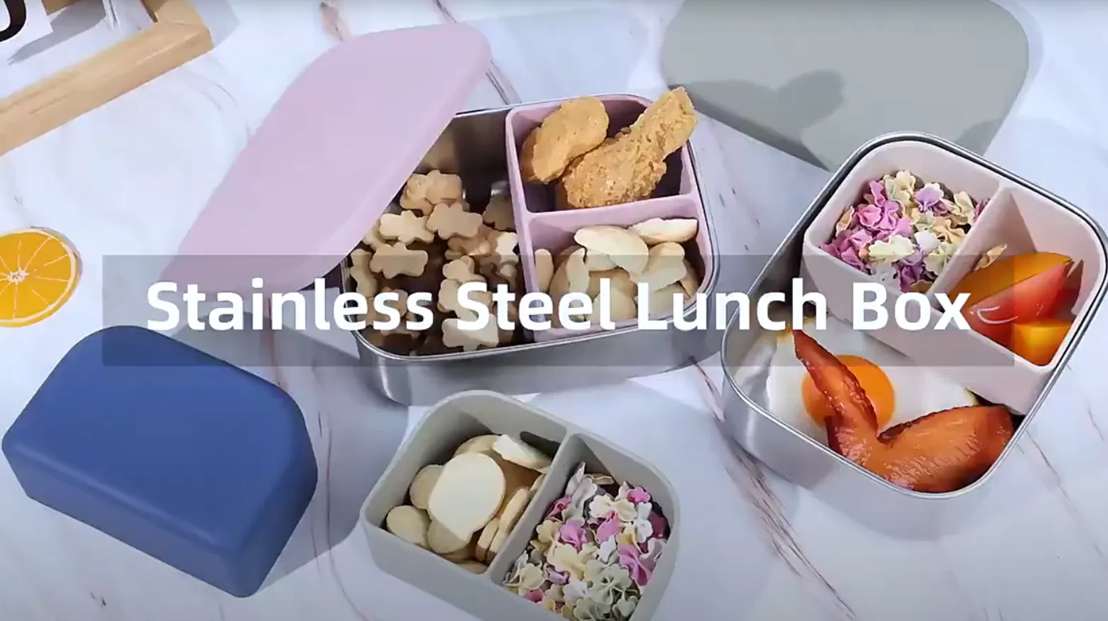 Video of ﻿BX0097 Stainless Steel Bento Box With Silicone Lid