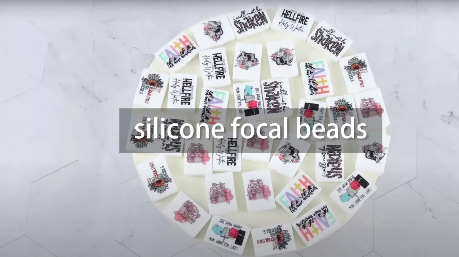 Video of ﻿X467 Silicone Printed Square Beads
