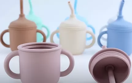 BX0066 Silicone Straw Cup With Lid And Handle