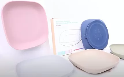BX0124 Silicone Square Shape Plate With Suction